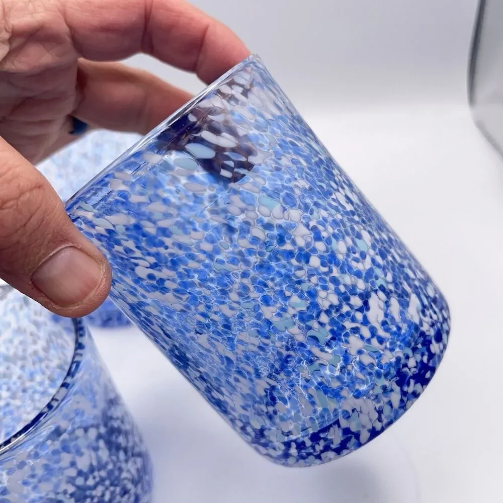 Set of 3 Blue Speckled Glasses